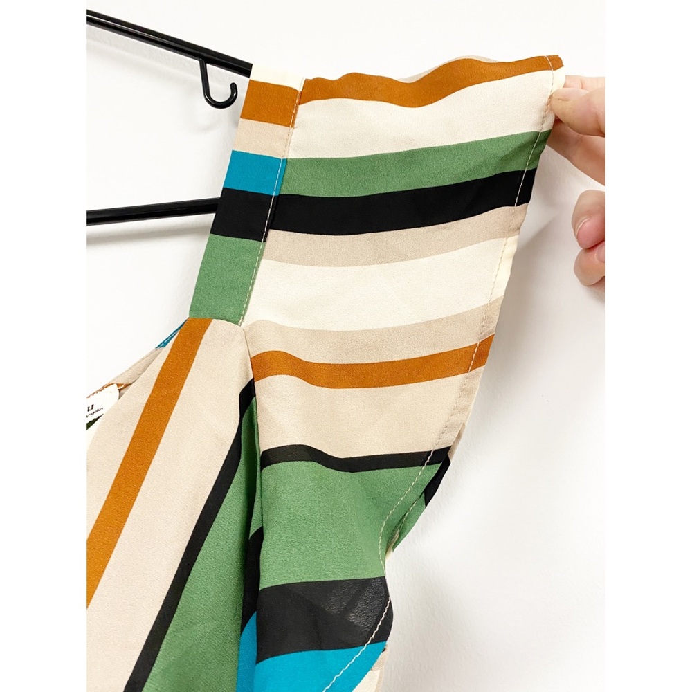Striped Front Tie Short Sleeve Top - Picture 2 of 5